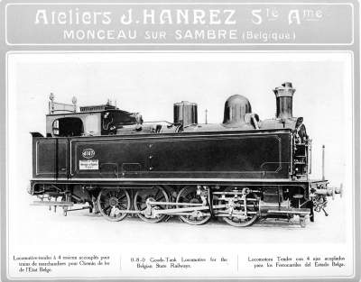 <b>Locomotive-tender à 4 essieux accouplés pour trains de marchandises</b><br>pour Chemin de fer de l'Etat Belge